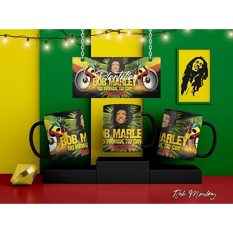 Kit Diseños Plantillas P/ Tazas Bob Marley Sublimación 