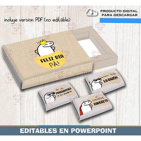 Kit Imprimible Dia Del Padre Caja 3 Chocolatines Editable