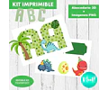 Kit Imprimible Dinosaurio Bebé Letras 3d Editable +  