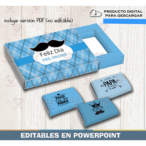 Kit Imprimible Dia Del Padre Caja 3 Chocolatines Editable