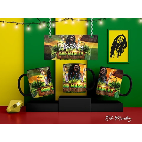 Kit Diseños Plantillas P/ Tazas Bob Marley Sublimación 