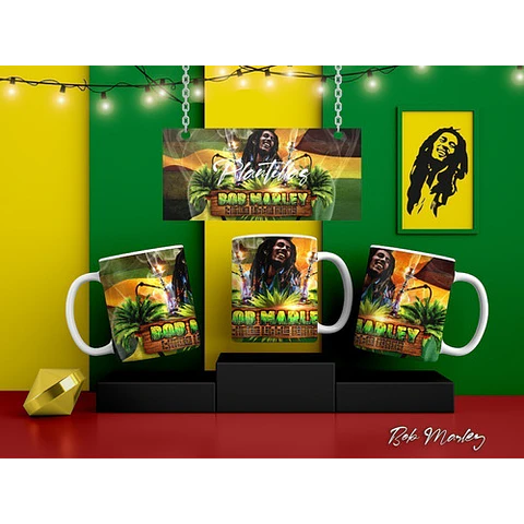 Kit Diseños Plantillas P/ Tazas Bob Marley Sublimación 