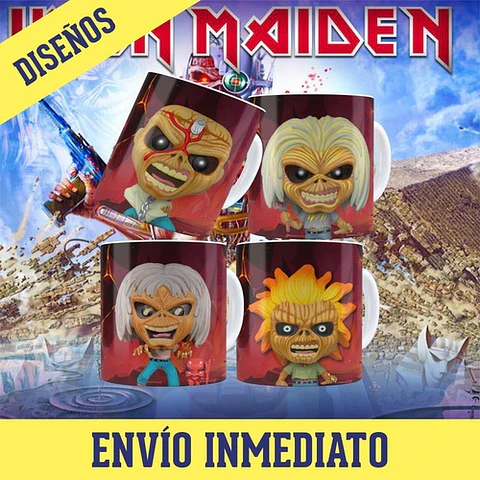 Kit Diseños Plantillas Tazas Iron Maiden Funko Sublimación
