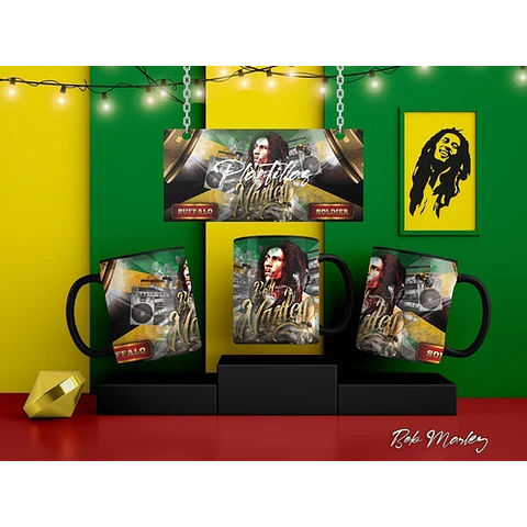 Kit Diseños Plantillas P/ Tazas Bob Marley Sublimación 