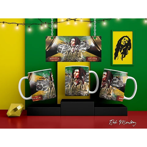 Kit Diseños Plantillas P/ Tazas Bob Marley Sublimación 