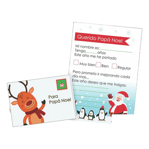 Kit Imprimible Navidad Cartas A Papá Noel Con Sobres