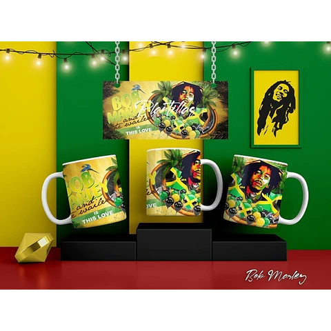 Kit Diseños Plantillas P/ Tazas Bob Marley Sublimación 