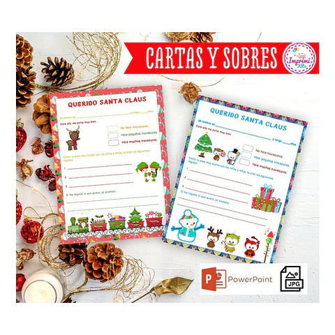 Kit Imprimible Navidad Cartas A Papá Noel Con Sobres
