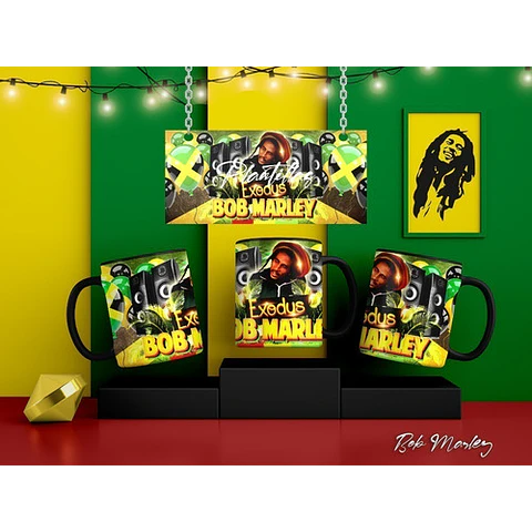 Kit Diseños Plantillas P/ Tazas Bob Marley Sublimación 