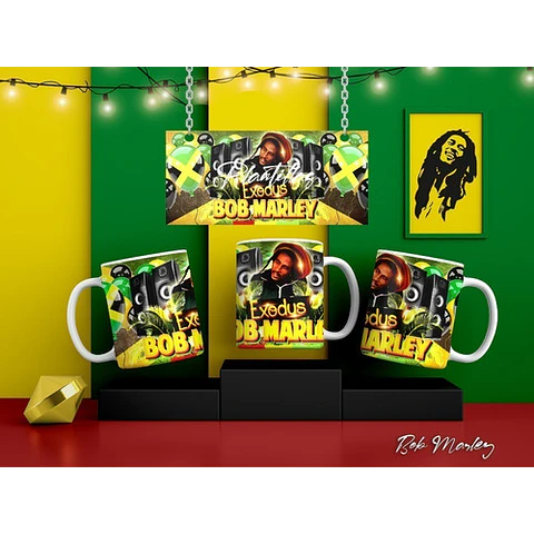 Kit Diseños Plantillas P/ Tazas Bob Marley Sublimación 