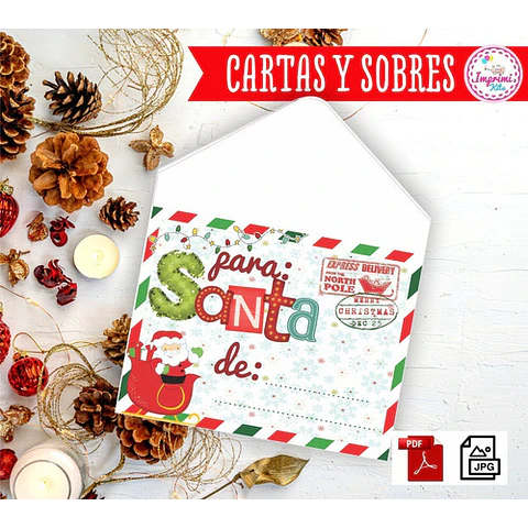Kit Imprimible Navidad Cartas A Papá Noel Con Sobres