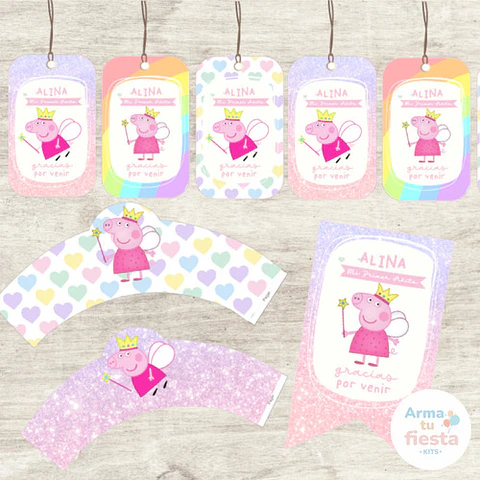 Kit Imprimible Peppa Pig Cumpleaños Fiesta Candybar Editable