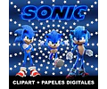Kit Sonic Cliparts Imágenes Png Y Papeles Digitales