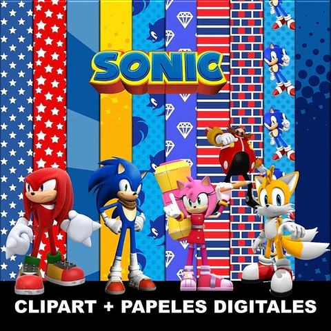 Kit Sonic Cliparts Imágenes Png Y Papeles Digitales