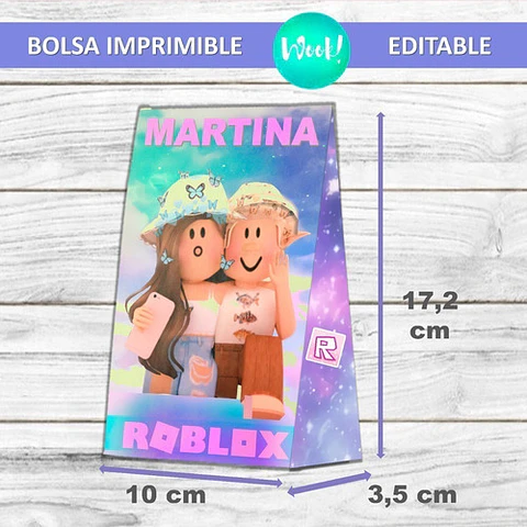 Bolsa Golosinas Imprimible Editable Roblox Rosa Avatars Nena