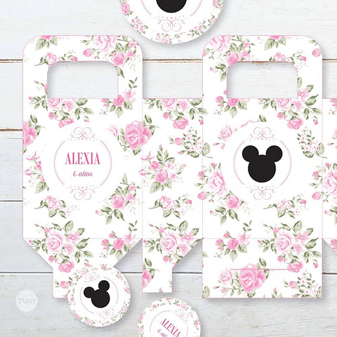 Kit Imprimible Mickey Minnie Flores Editable Tukit
