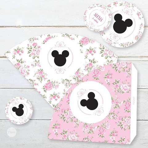 Kit Imprimible Mickey Minnie Flores Editable Tukit