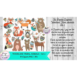 Cliparts Png / Jpg Woodland Tribal Animals Set 2 Bosque 