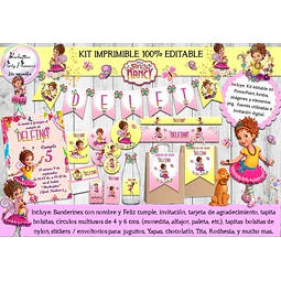 Kit Imprimible Candy Bar Fancy Nancy Clancy 100% Editable