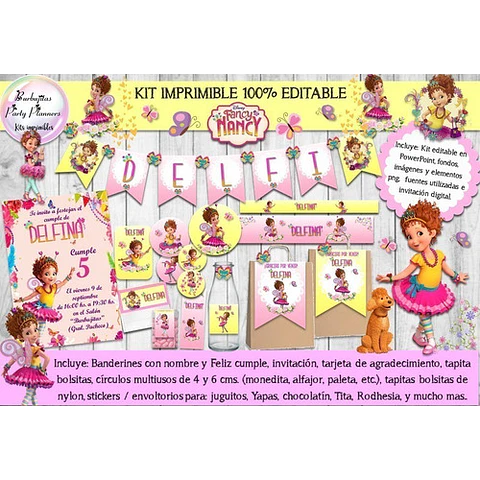Kit Imprimible Candy Bar Fancy Nancy Clancy 100% Editable