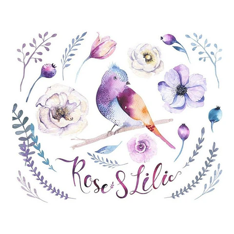 Cliparts Png Pajaritos Lilas Flores Acuarela Watercolor Pa46