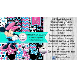 Papeles Fondos Digitales Minnie Rosa Y Cceleste Kit