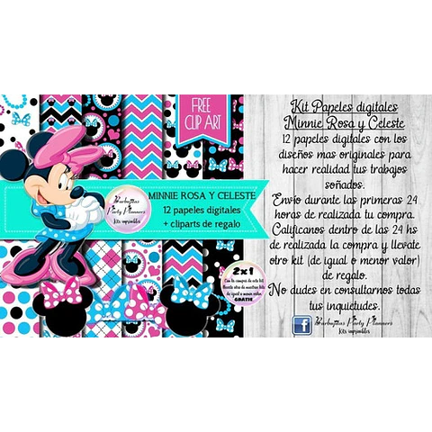 Papeles Fondos Digitales Minnie Rosa Y Cceleste Kit