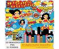 Kit Imprimible Mujer Maravilla 02 -  52 Clipart  31 Fondos