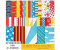 Kit Imprimible Mujer Maravilla 02 -  52 Clipart  31 Fondos