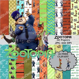 Kit Imprimible Zootopia 30 Fondos Y 26 Imagen