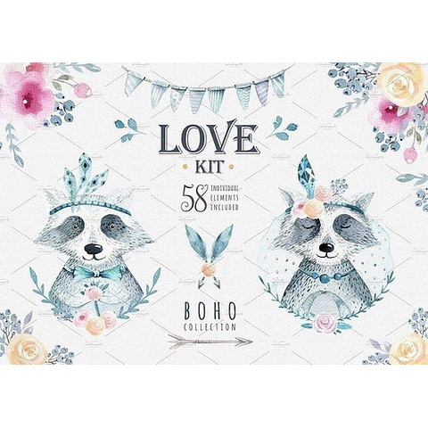 Cliparts Png Mapaches Amor Acuarela Watercolor Pa36