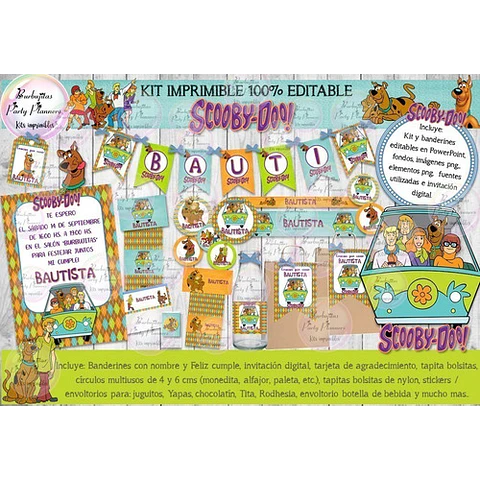 Kit Imprimible Candy Bar Scooby Doo 100% Editable