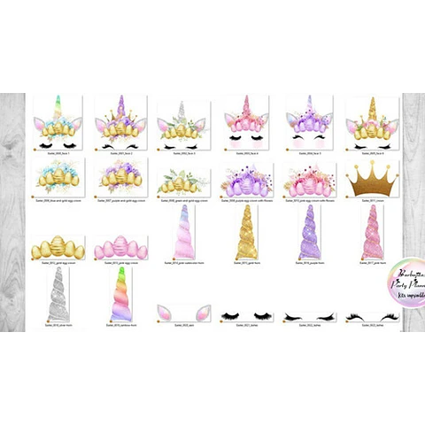 Clipart Easter Unicorns - Kit Imprimibles