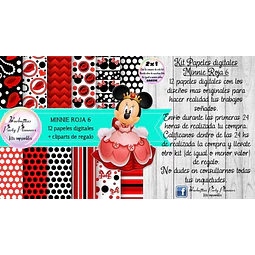 Papeles Fondos Digitales Minnie Roja 6 Kit Imprimible