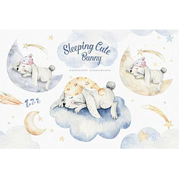 Cliparts Png Conejitos Durmiendo Acuarela Watercolor Pa47