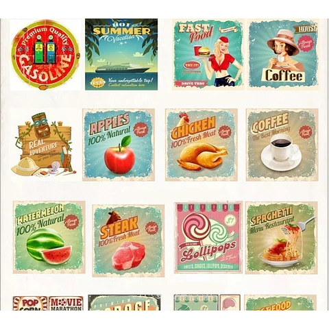 Colección De Vectores Vintage Retro Para Illustrator Eps, Ai
