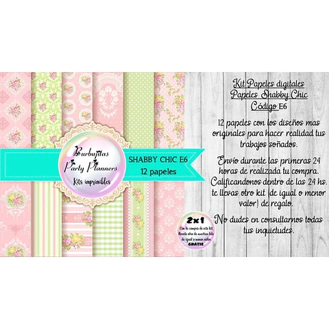 Papeles Digitales Fondos Shabby Chic Rosa Y Verde Agua E6