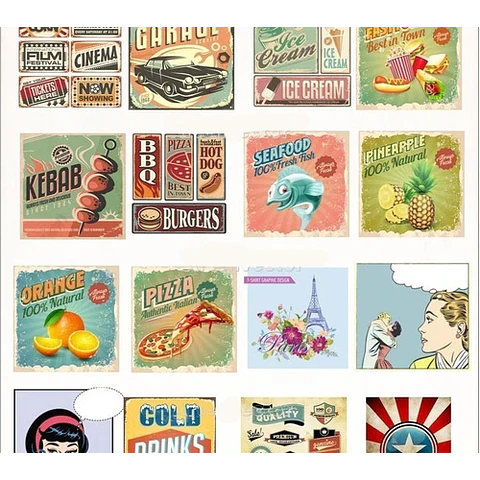 Colección De Vectores Vintage Retro Para Illustrator Eps, Ai