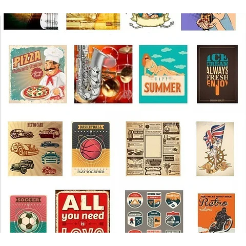 Colección De Vectores Vintage Retro Para Illustrator Eps, Ai