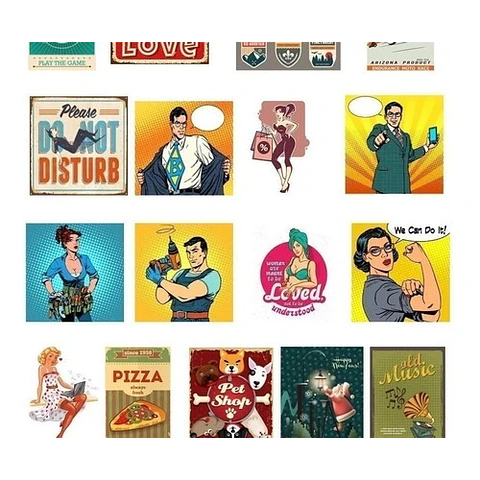 Colección De Vectores Vintage Retro Para Illustrator Eps, Ai