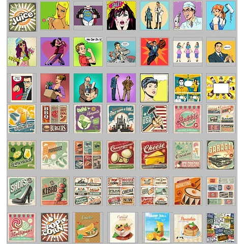 Colección De Vectores Vintage Retro Para Illustrator Eps, Ai