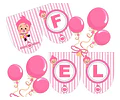 Banderín Imprimible Plim Plim Rosa Editable +  