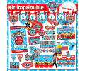 Kit Imprimible Cumpleaños Paw Patrol Patrulla Editable