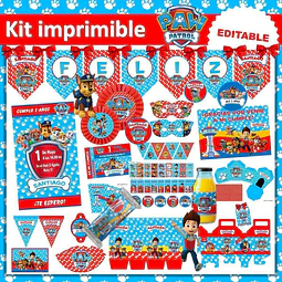 Kit Imprimible Cumpleaños Paw Patrol Patrulla Editable