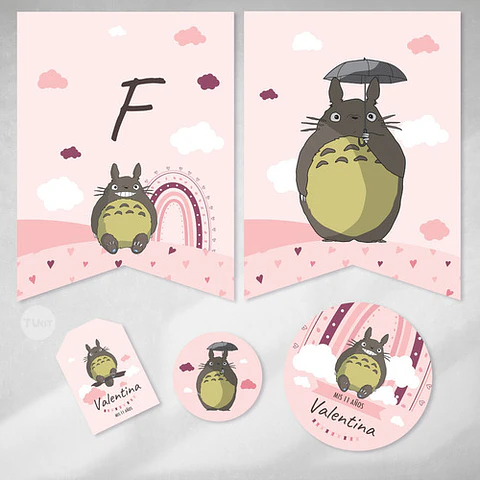 Kit Imprimible Mi Vecino Totoro Rosa
