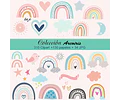 Kit Arco Iris Colección Cliparts + Papeles Arcoíris Nórdico 