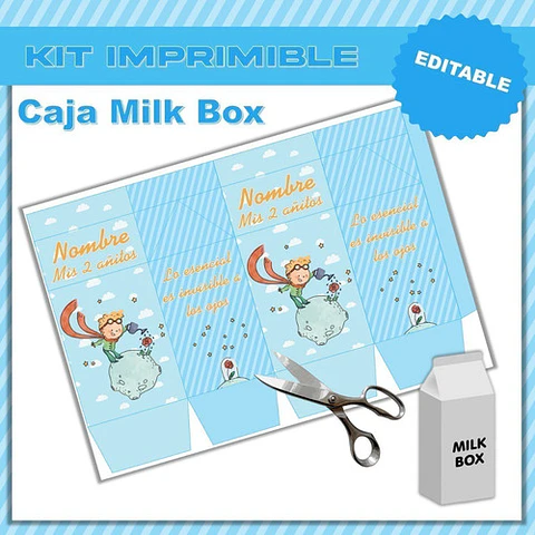 Caja Milk Box Editable Imprimible El Principito