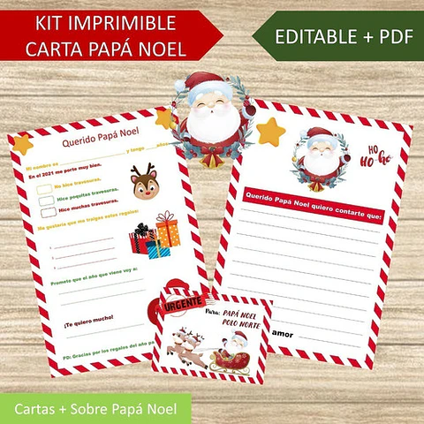 Kit Imprimible Navidad Carta A Papá Noel