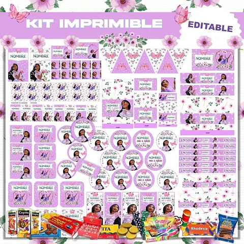Kit Imprimible Isabella Encanto Deco Y Candy 100% Editable
