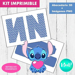Kit Imprimible Letras 3d Editables Stitch
